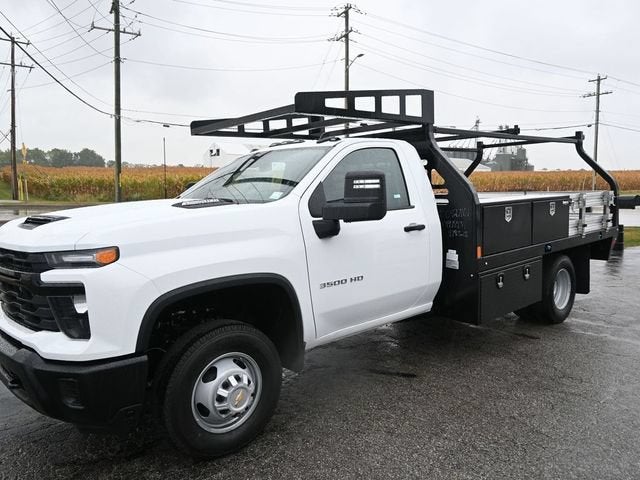 2025 Chevrolet Silverado 3500HD Work Truck in Summit White — front three-quarter view